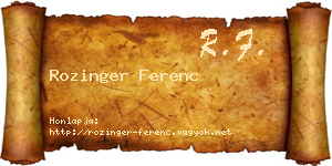 Rozinger Ferenc névjegykártya